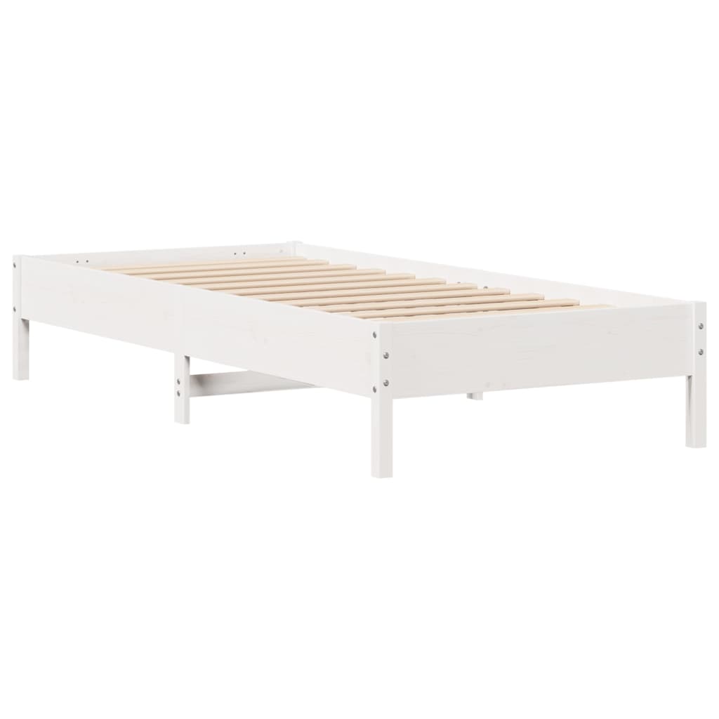 Krevet s regalom za knjige bez madraca bijeli 75x190cm borovina