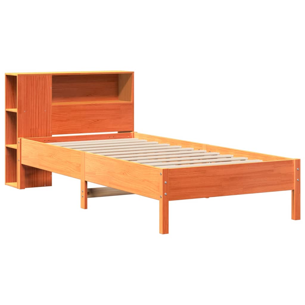 Krevet s regalom za knjige bez madraca 75 x 190 cm od borovine
