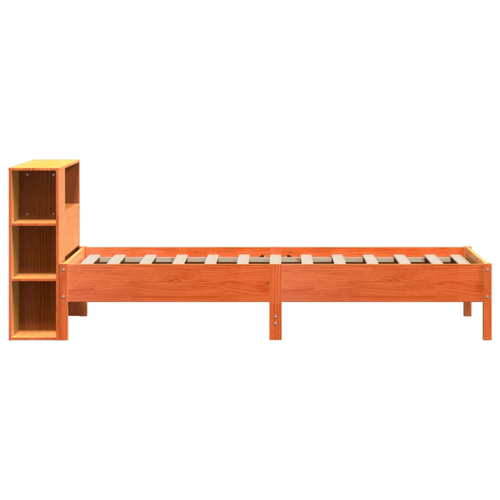 Krevet s regalom za knjige bez madraca 75 x 190 cm od borovine