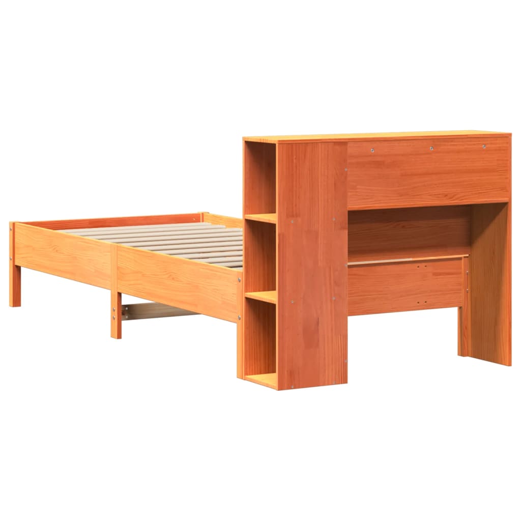 Krevet s regalom za knjige bez madraca 75 x 190 cm od borovine