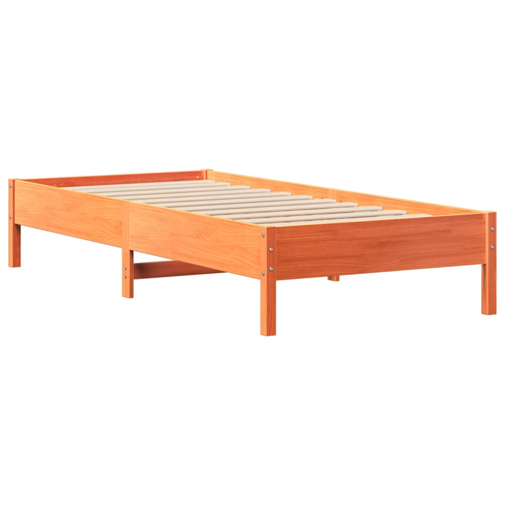 Krevet s regalom za knjige bez madraca 75 x 190 cm od borovine