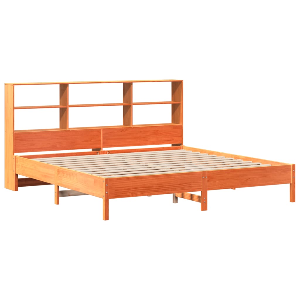Krevet s regalom za knjige bez madraca 200x200 cm od borovine