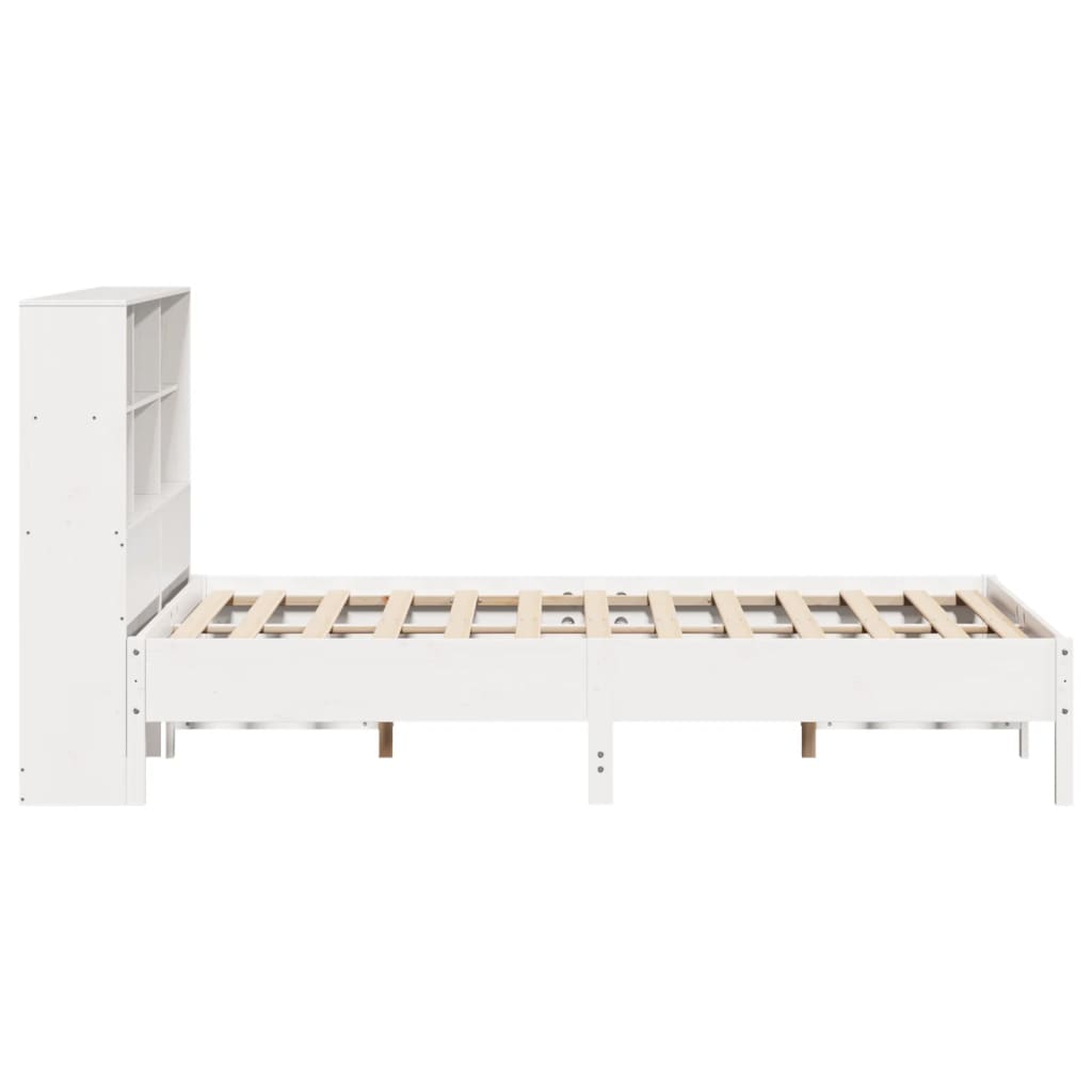 Krevet s regalom z knjige bez madraca bijeli 140x190cm borovina