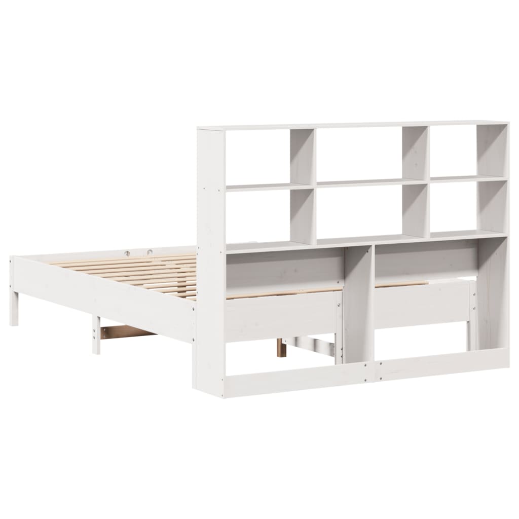 Krevet s regalom z knjige bez madraca bijeli 140x190cm borovina