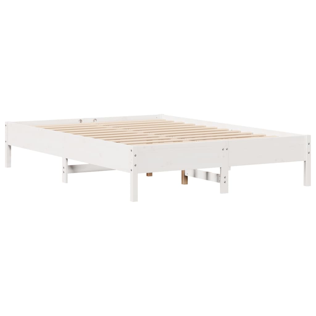 Krevet s regalom z knjige bez madraca bijeli 140x190cm borovina