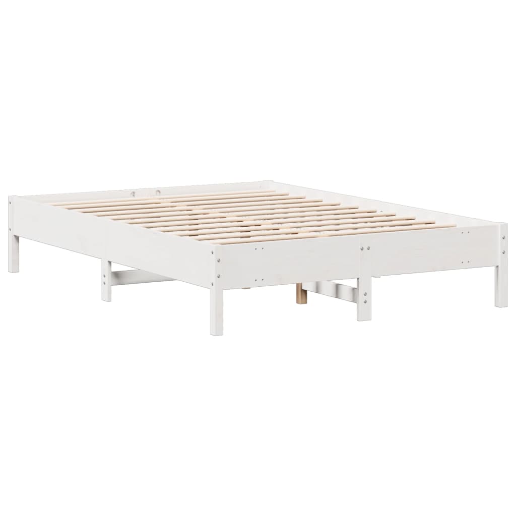Krevet s regalom z knjige bez madraca bijeli 150x200cm borovina