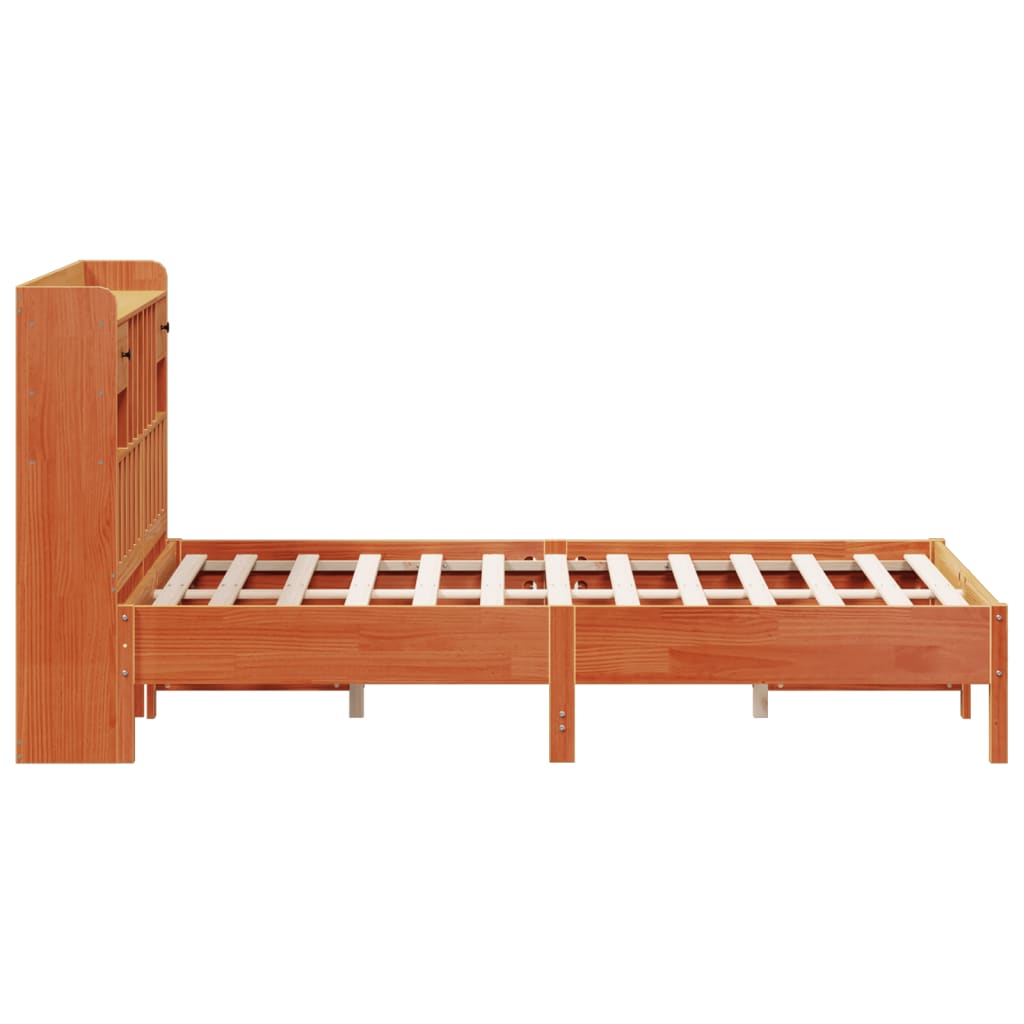 Krevet s regalom za knjige bez madraca 150x200 cm od borovine
