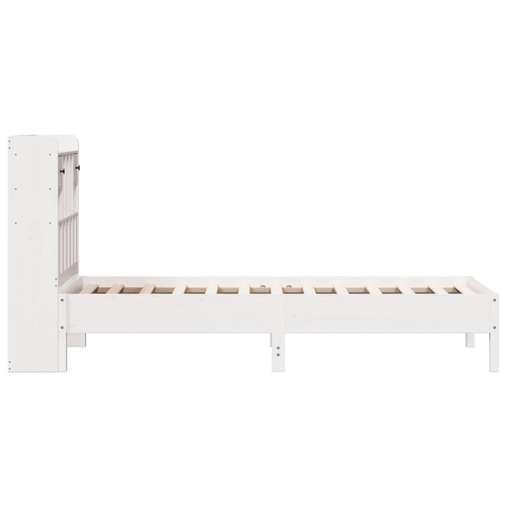 Krevet s regalom za knjige bez madraca bijeli 90x200cm borovina
