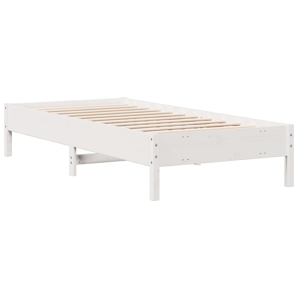 Krevet s regalom za knjige bez madraca bijeli 90x200cm borovina