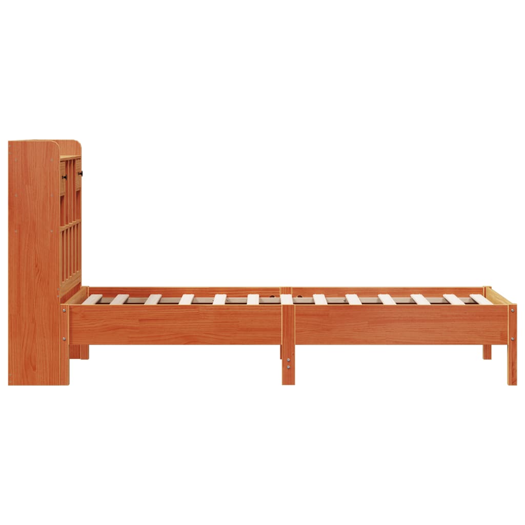 Krevet s regalom za knjige bez madraca 75 x 190 cm od borovine