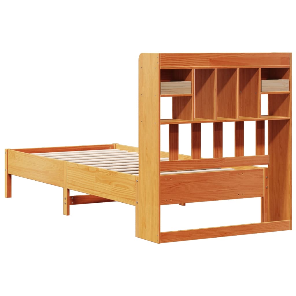 Krevet s regalom za knjige bez madraca 75 x 190 cm od borovine