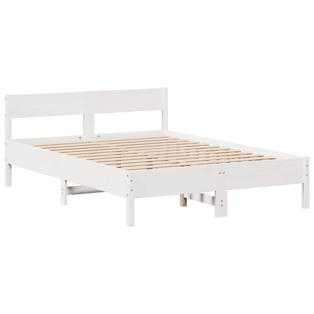 Krevet s regalom z knjige bez madraca bijeli 150x200cm borovina