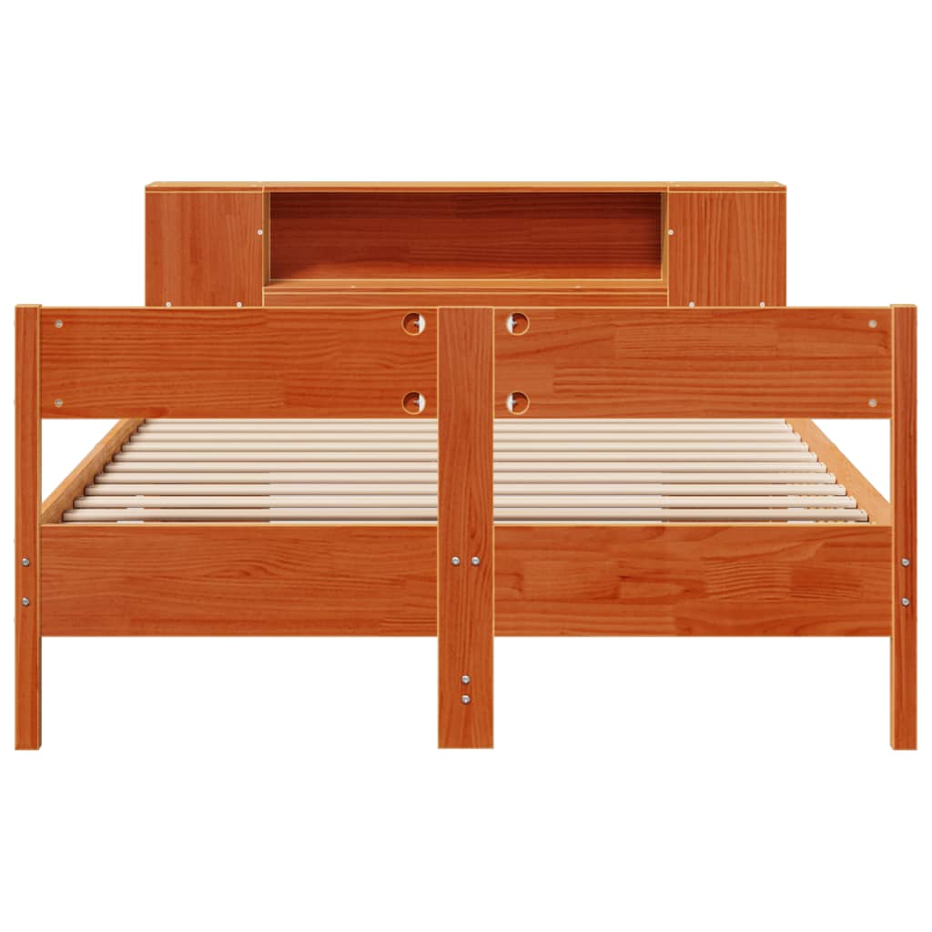 Krevet s regalom za knjige bez madraca 140 x 190 cm od borovine