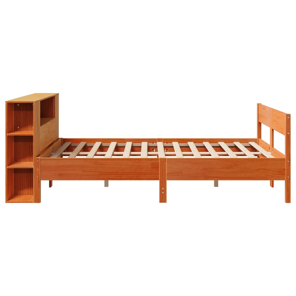 Krevet s regalom za knjige bez madraca 140 x 190 cm od borovine