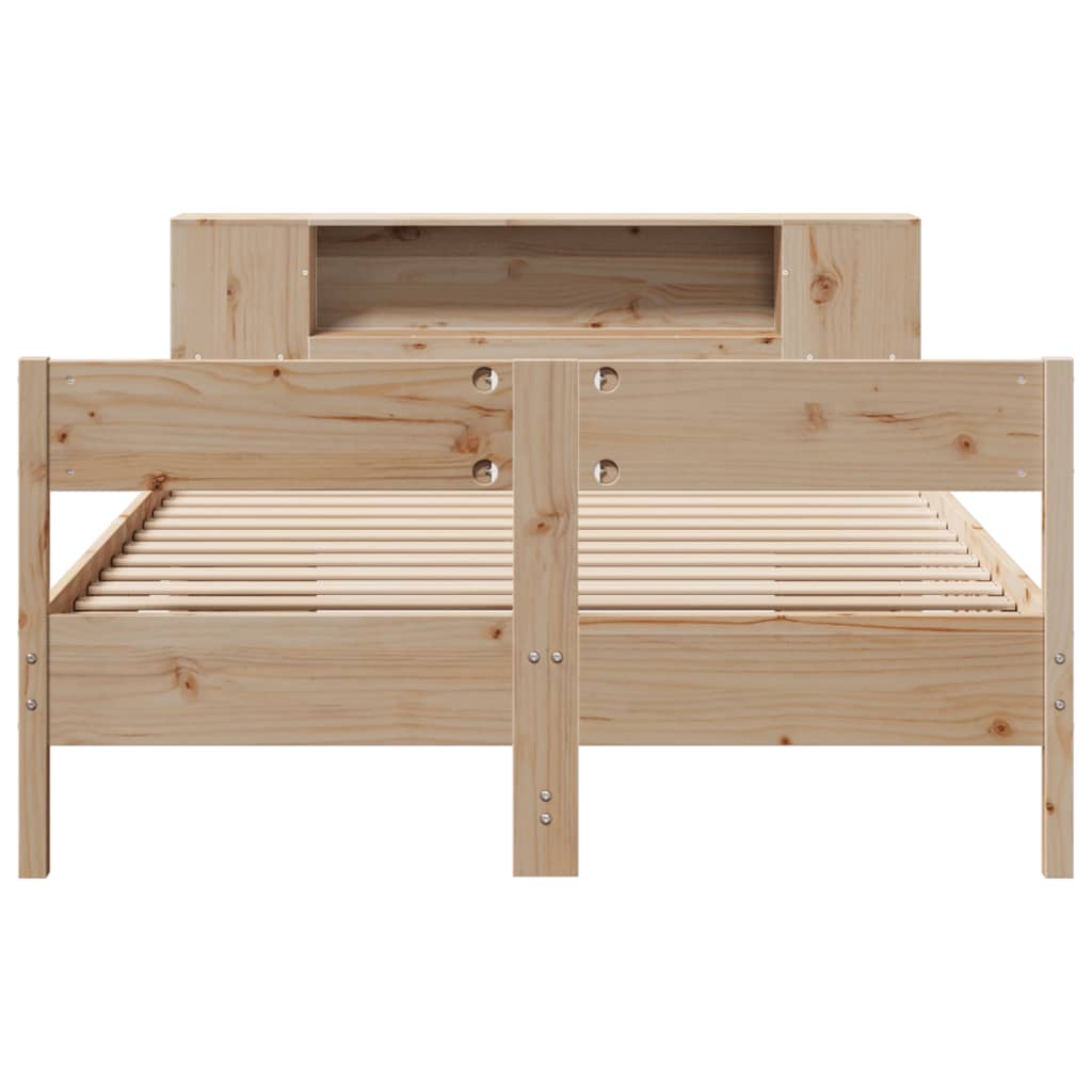 Krevet s regalom za knjige bez madraca 135x190 cm od borovine