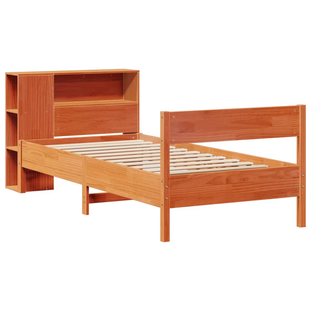 Krevet s regalom za knjige bez madraca 75 x 190 cm od borovine