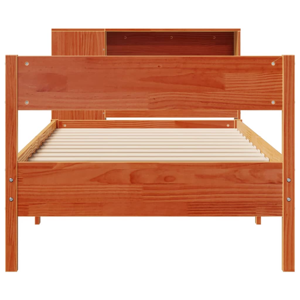Krevet s regalom za knjige bez madraca 75 x 190 cm od borovine