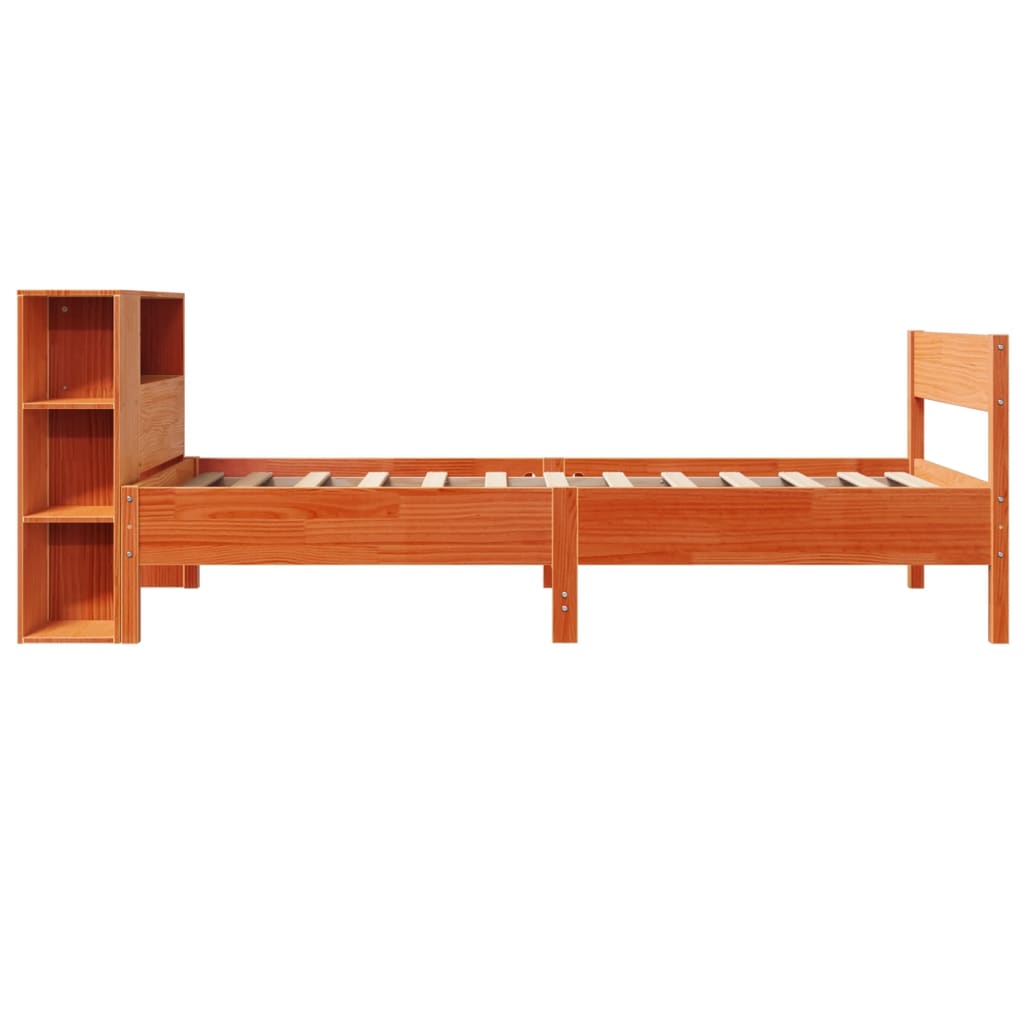 Krevet s regalom za knjige bez madraca 75 x 190 cm od borovine