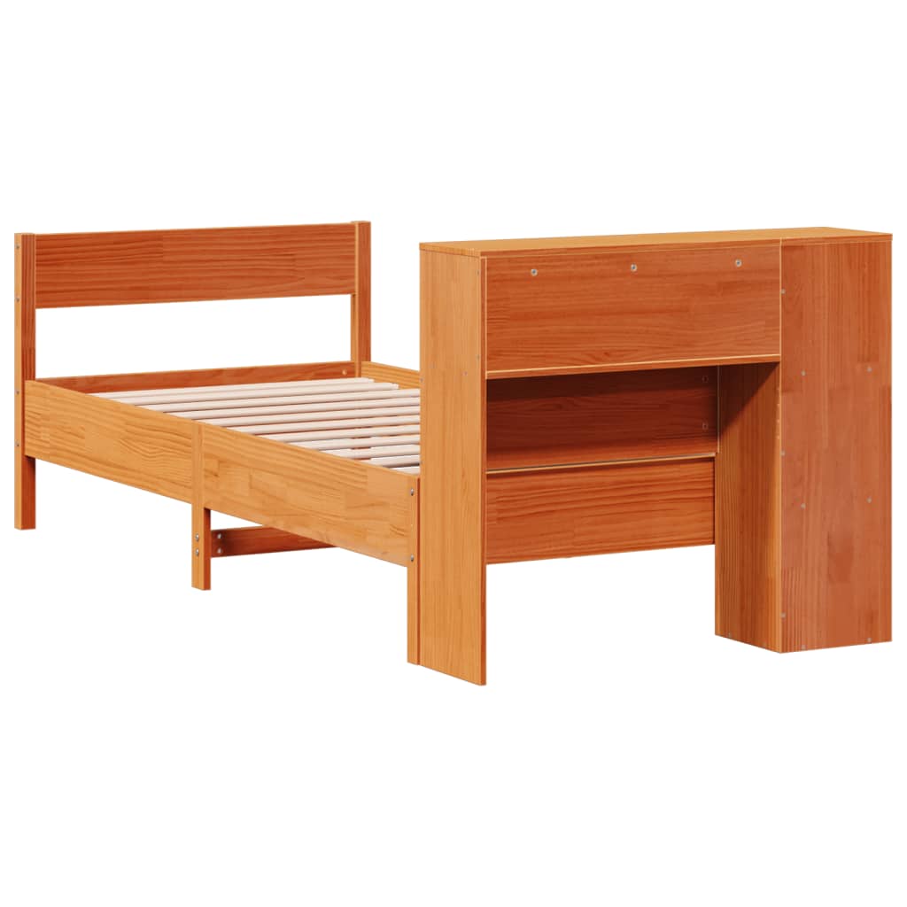 Krevet s regalom za knjige bez madraca 75 x 190 cm od borovine