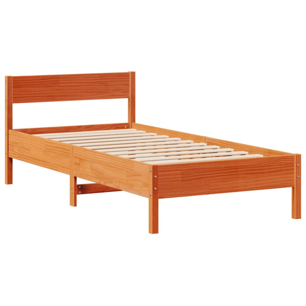 Krevet s regalom za knjige bez madraca 75 x 190 cm od borovine