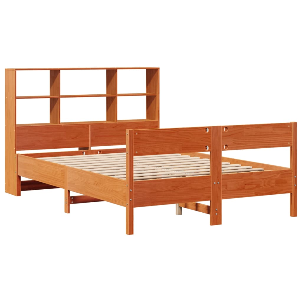 Krevet s regalom za knjige bez madraca 160x200 cm od borovine
