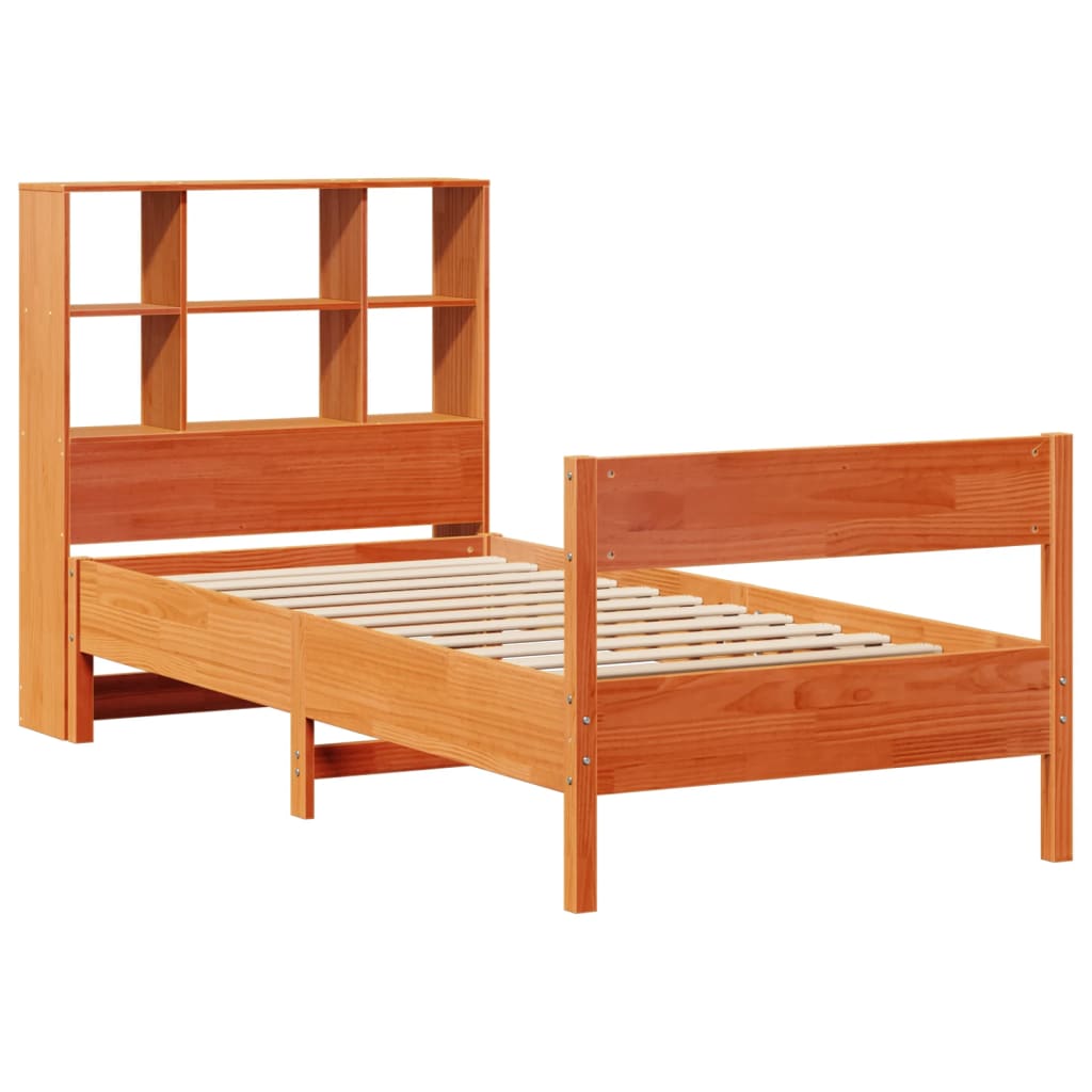 Krevet s regalom za knjige bez madraca 75 x 190 cm od borovine