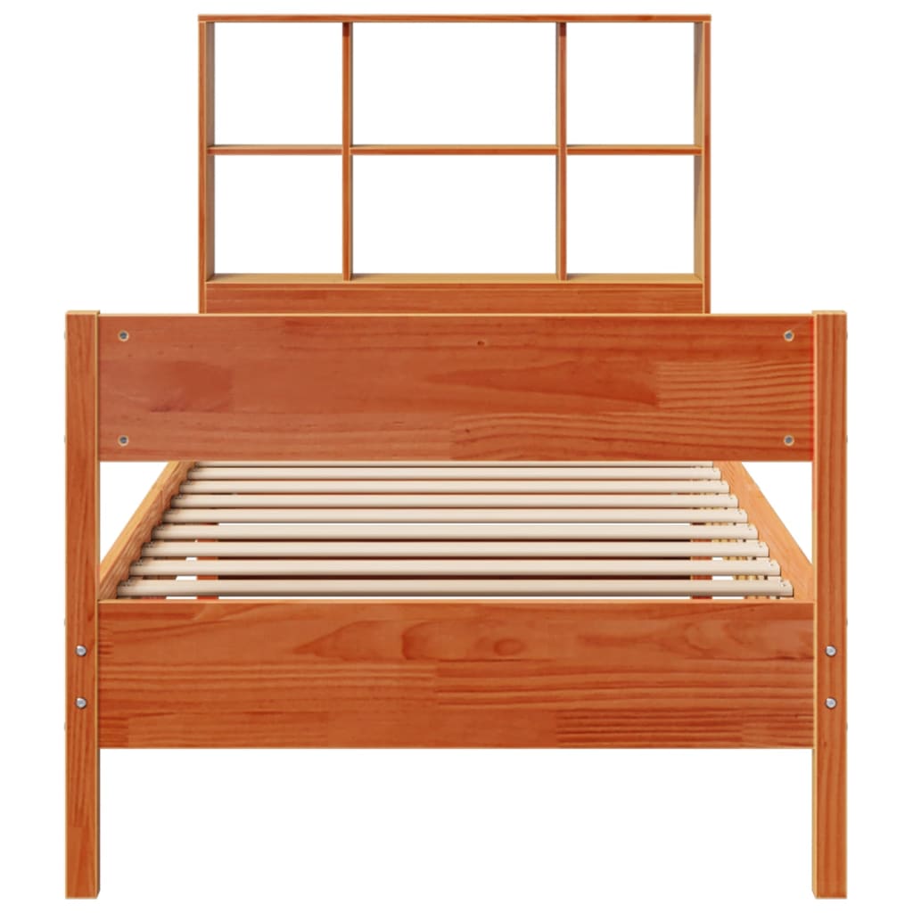 Krevet s regalom za knjige bez madraca 75 x 190 cm od borovine