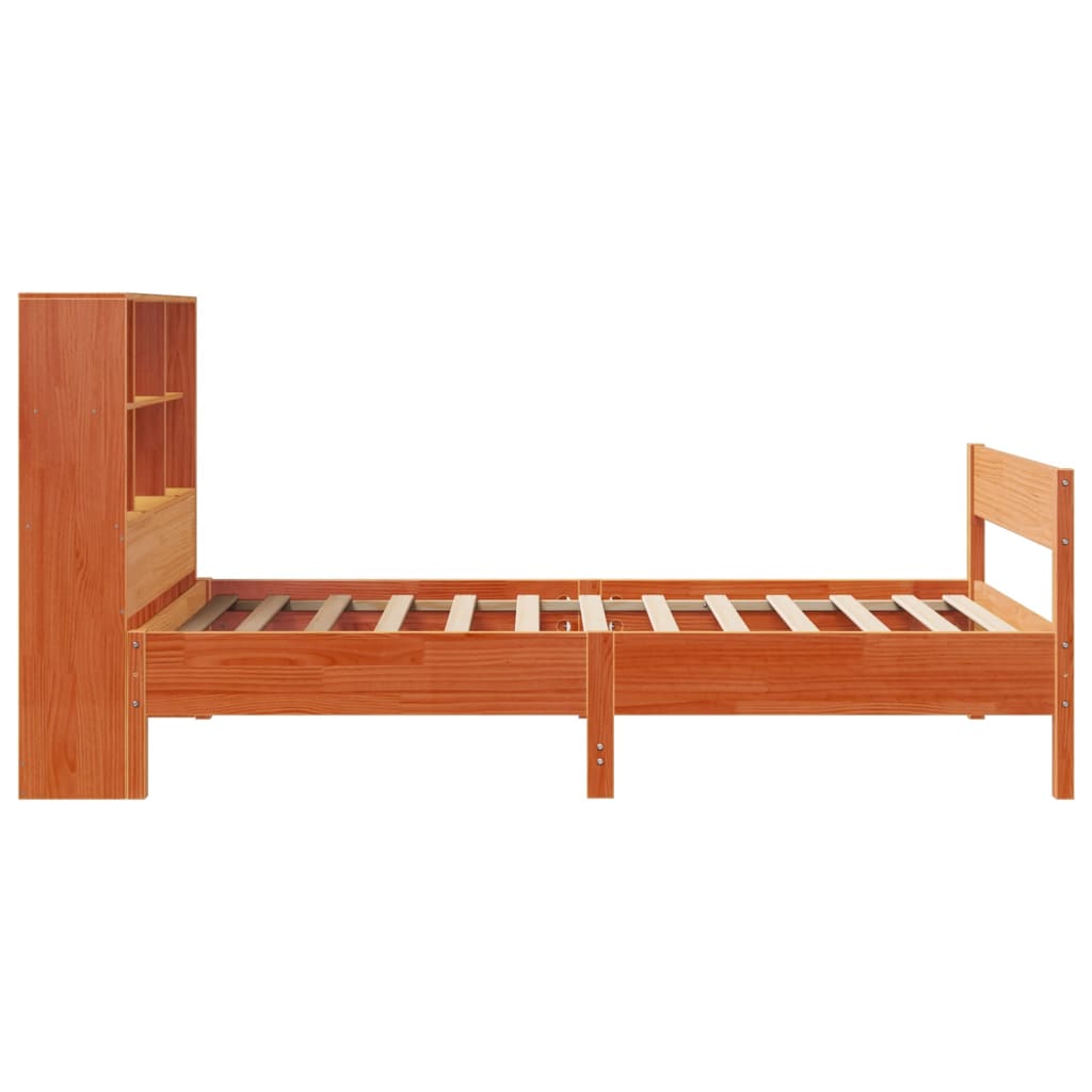Krevet s regalom za knjige bez madraca 75 x 190 cm od borovine