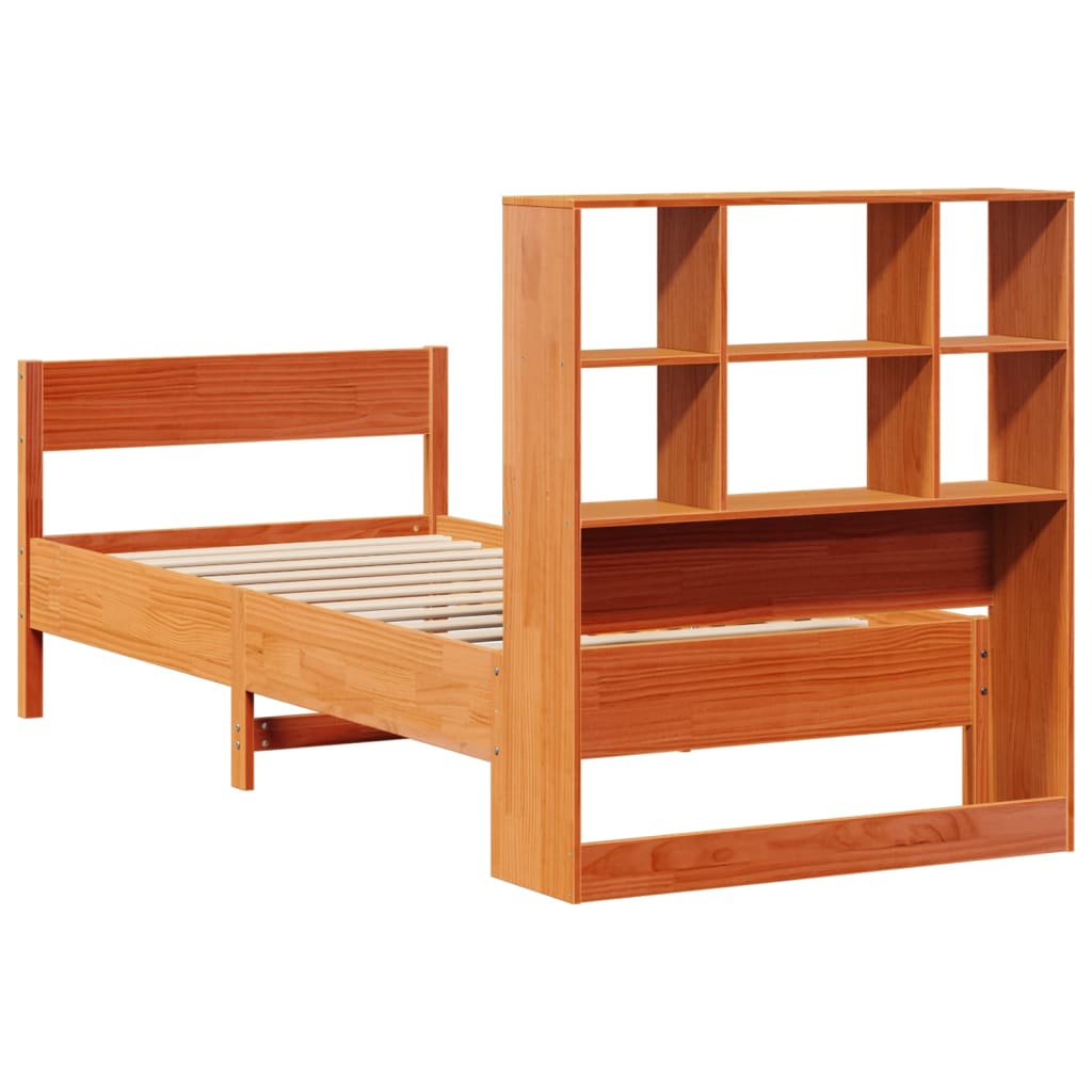 Krevet s regalom za knjige bez madraca 75 x 190 cm od borovine