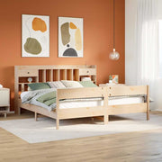 Krevet s regalom za knjige bez madraca 180x200 cm od borovine