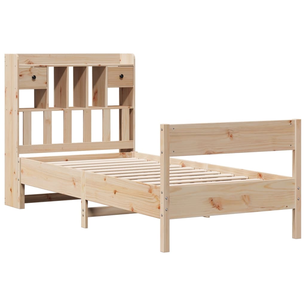 Krevet s regalom za knjige bez madraca 75x190 cm borovina
