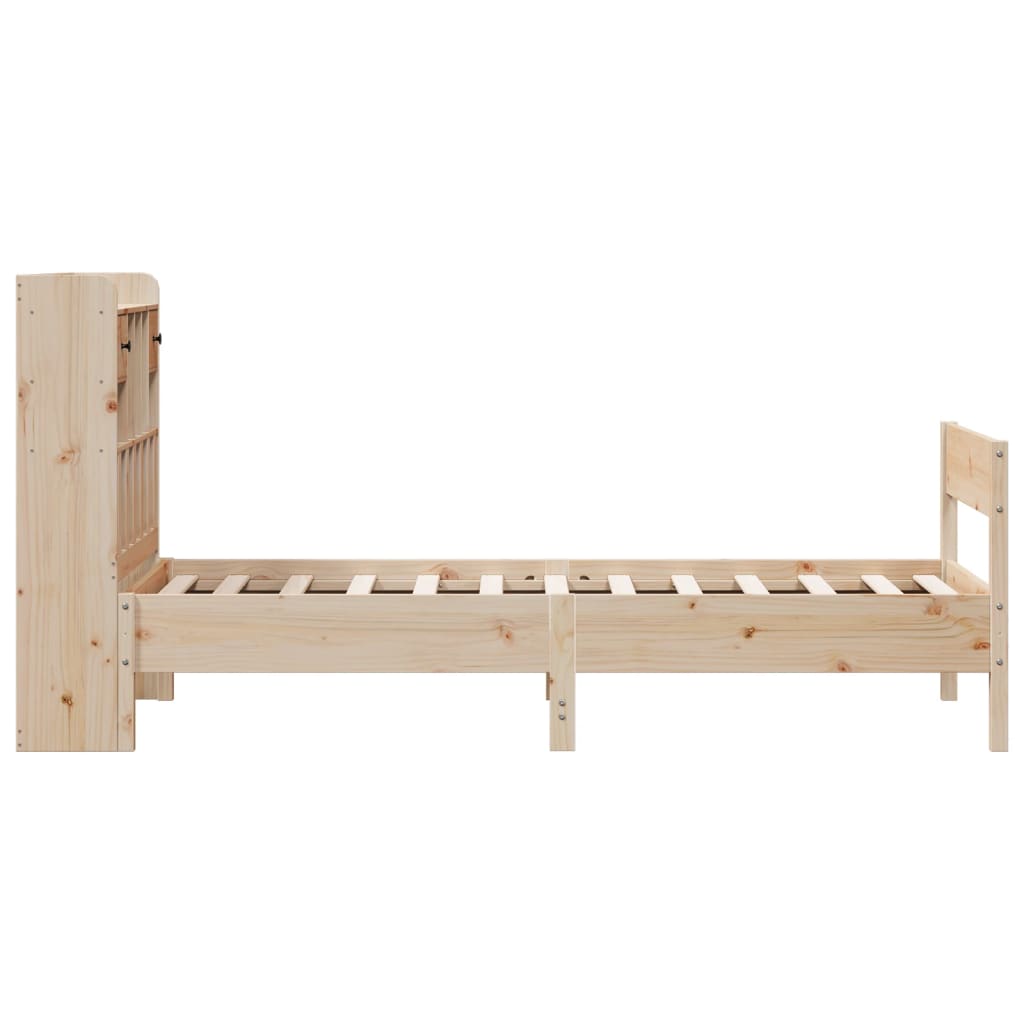 Krevet s regalom za knjige bez madraca 75x190 cm borovina