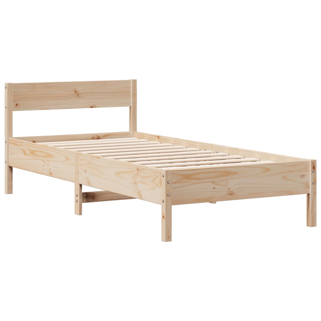 Krevet s regalom za knjige bez madraca 75x190 cm borovina