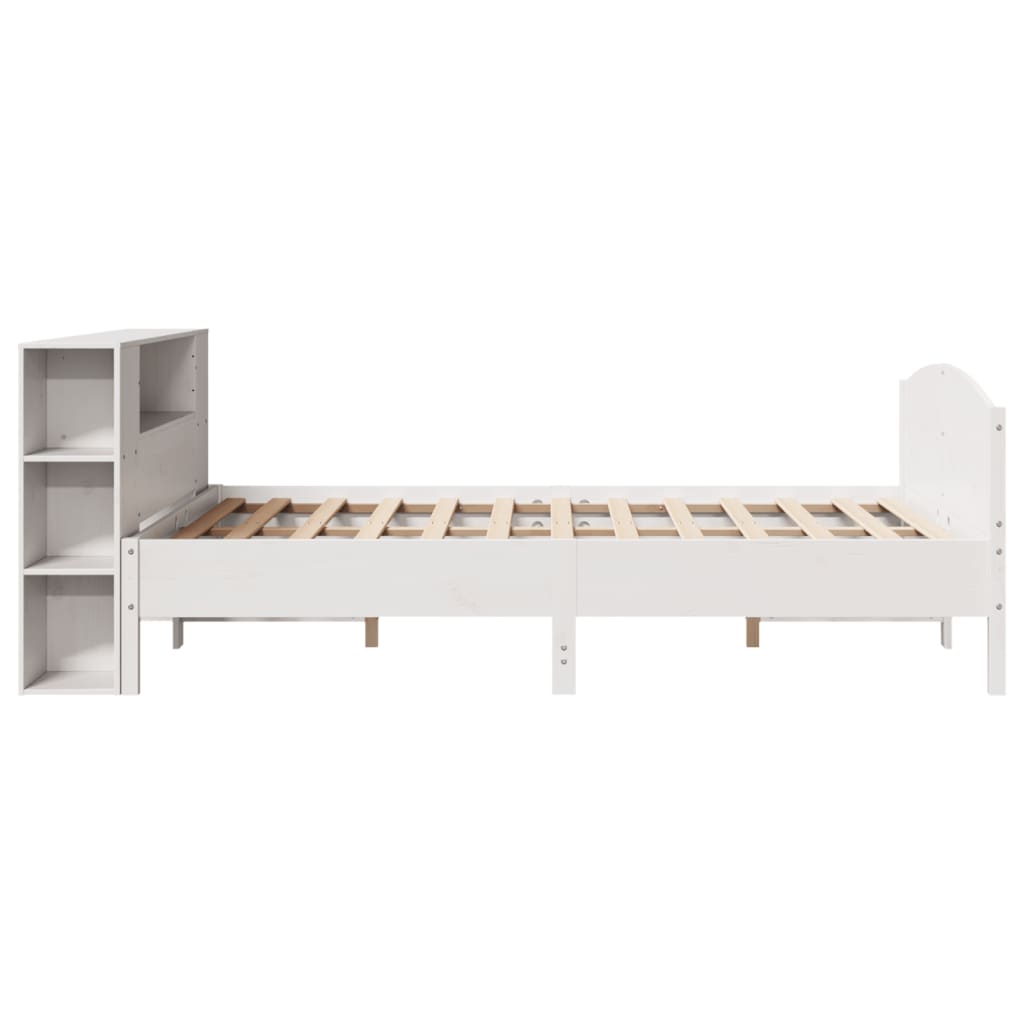 Krevet s regalom z knjige bez madraca bijeli 150x200cm borovina
