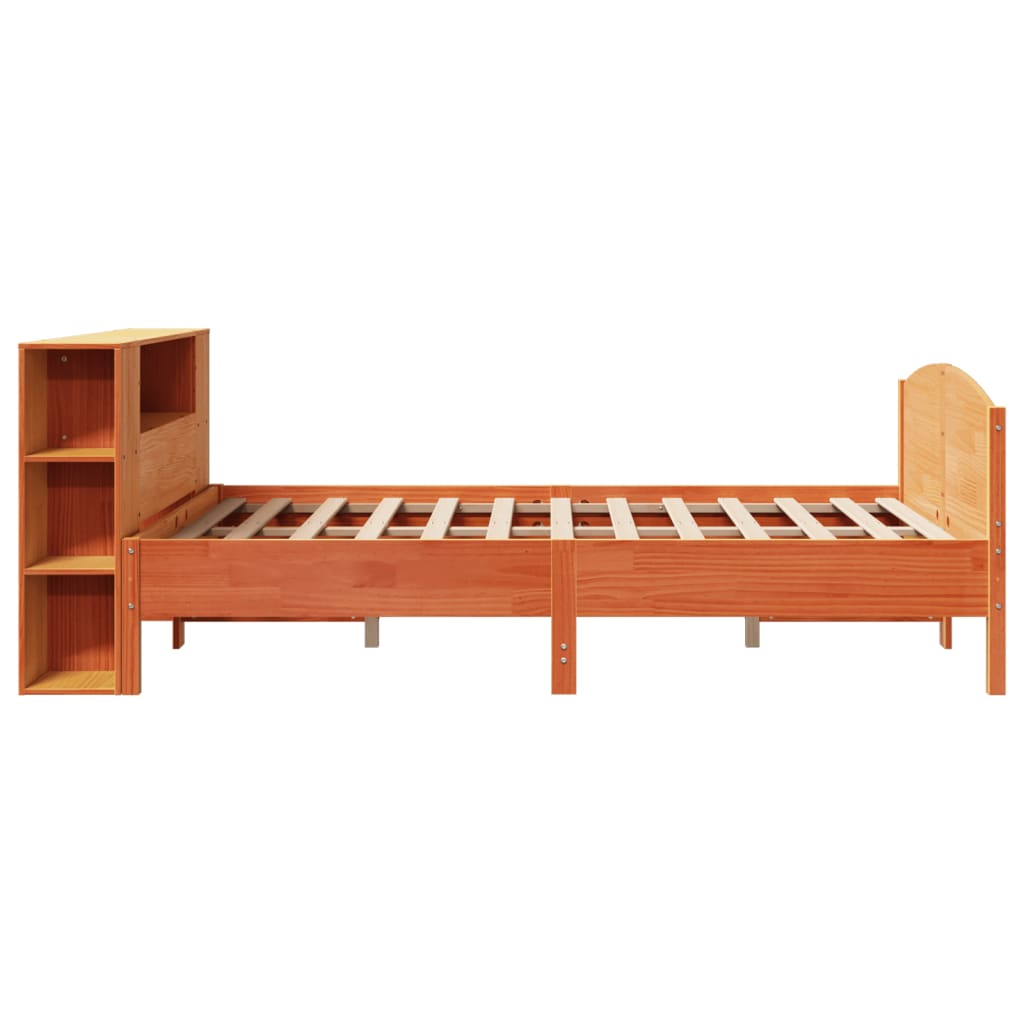 Krevet s regalom za knjige bez madraca 140 x 190 cm od borovine