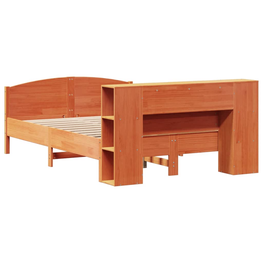Krevet s regalom za knjige bez madraca 140 x 190 cm od borovine