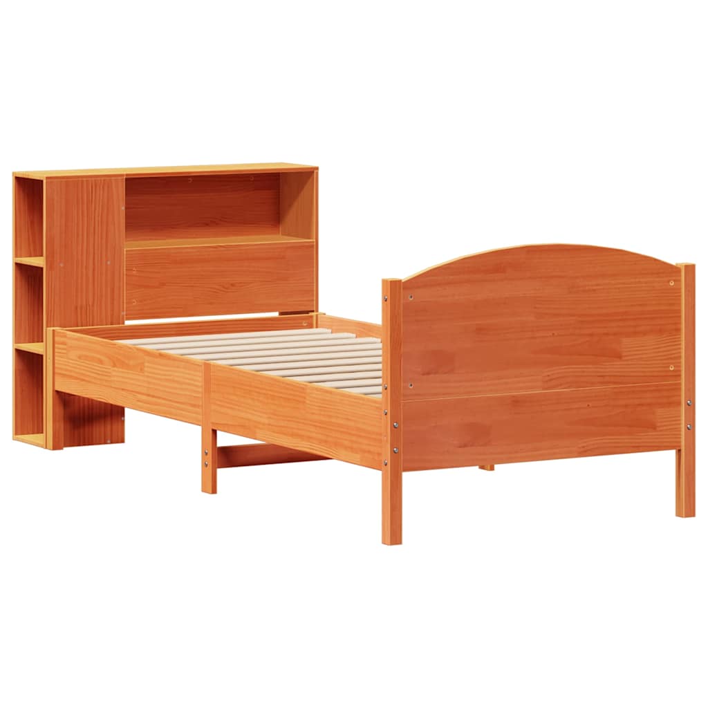 Krevet s regalom za knjige bez madraca 75 x 190 cm od borovine