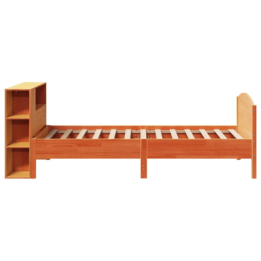Krevet s regalom za knjige bez madraca 75 x 190 cm od borovine