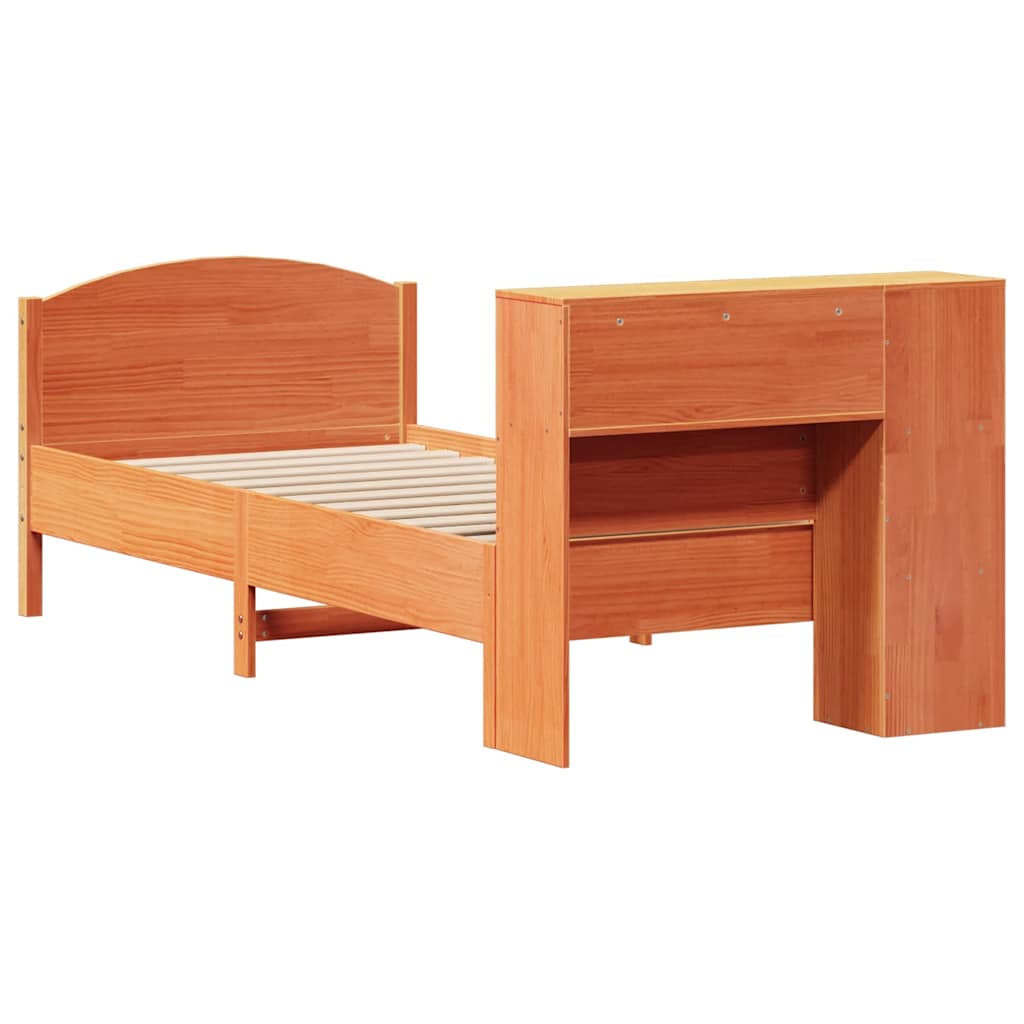 Krevet s regalom za knjige bez madraca 75 x 190 cm od borovine