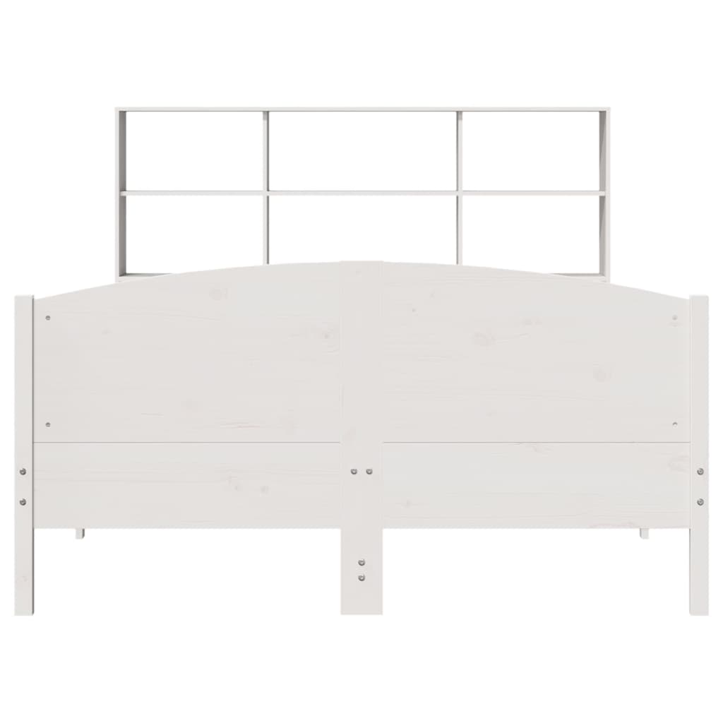 Krevet s regalom z knjige bez madraca bijeli 160x200cm borovina