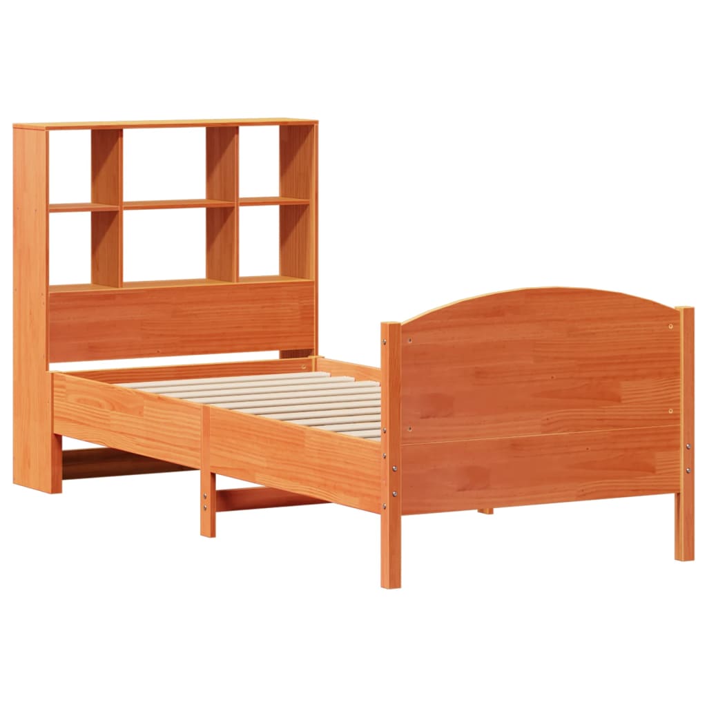 Krevet s regalom za knjige bez madraca 75 x 190 cm od borovine