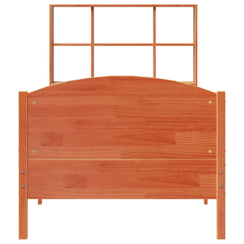 Krevet s regalom za knjige bez madraca 75 x 190 cm od borovine