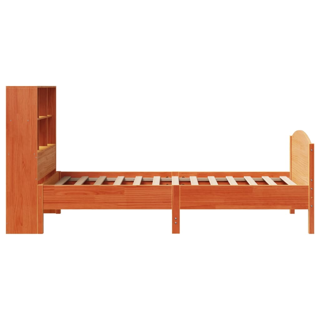 Krevet s regalom za knjige bez madraca 75 x 190 cm od borovine