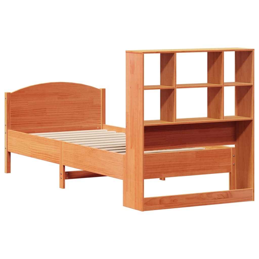 Krevet s regalom za knjige bez madraca 75 x 190 cm od borovine