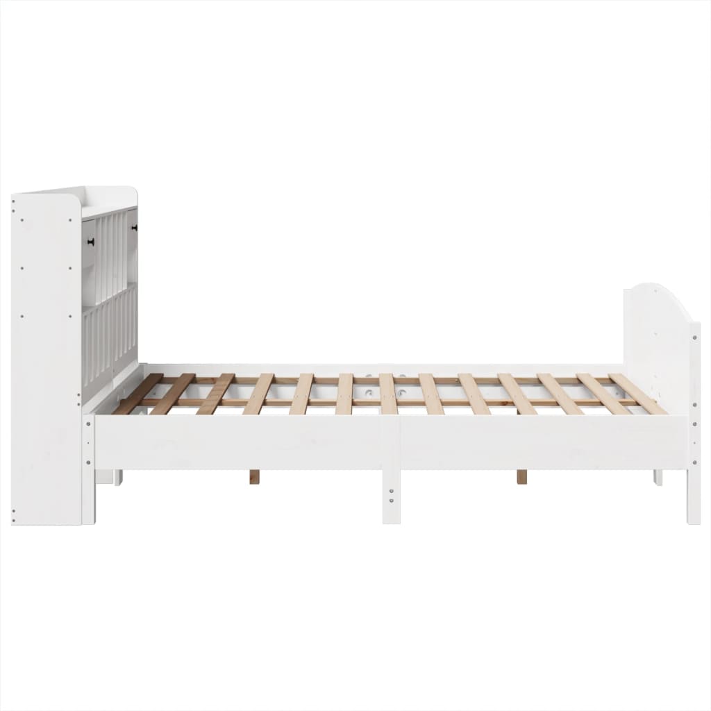 Krevet s regalom z knjige bez madraca bijeli 150x200cm borovina