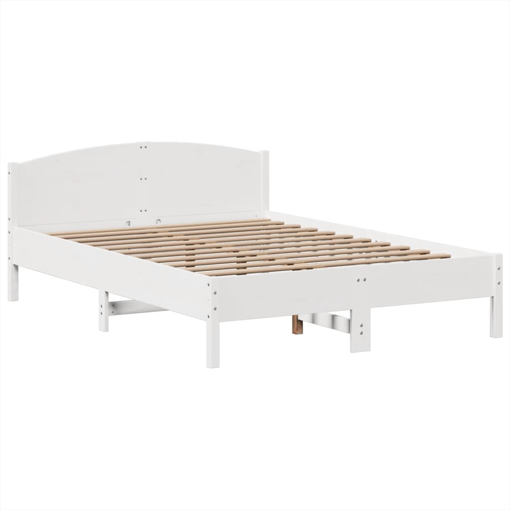 Krevet s regalom z knjige bez madraca bijeli 150x200cm borovina