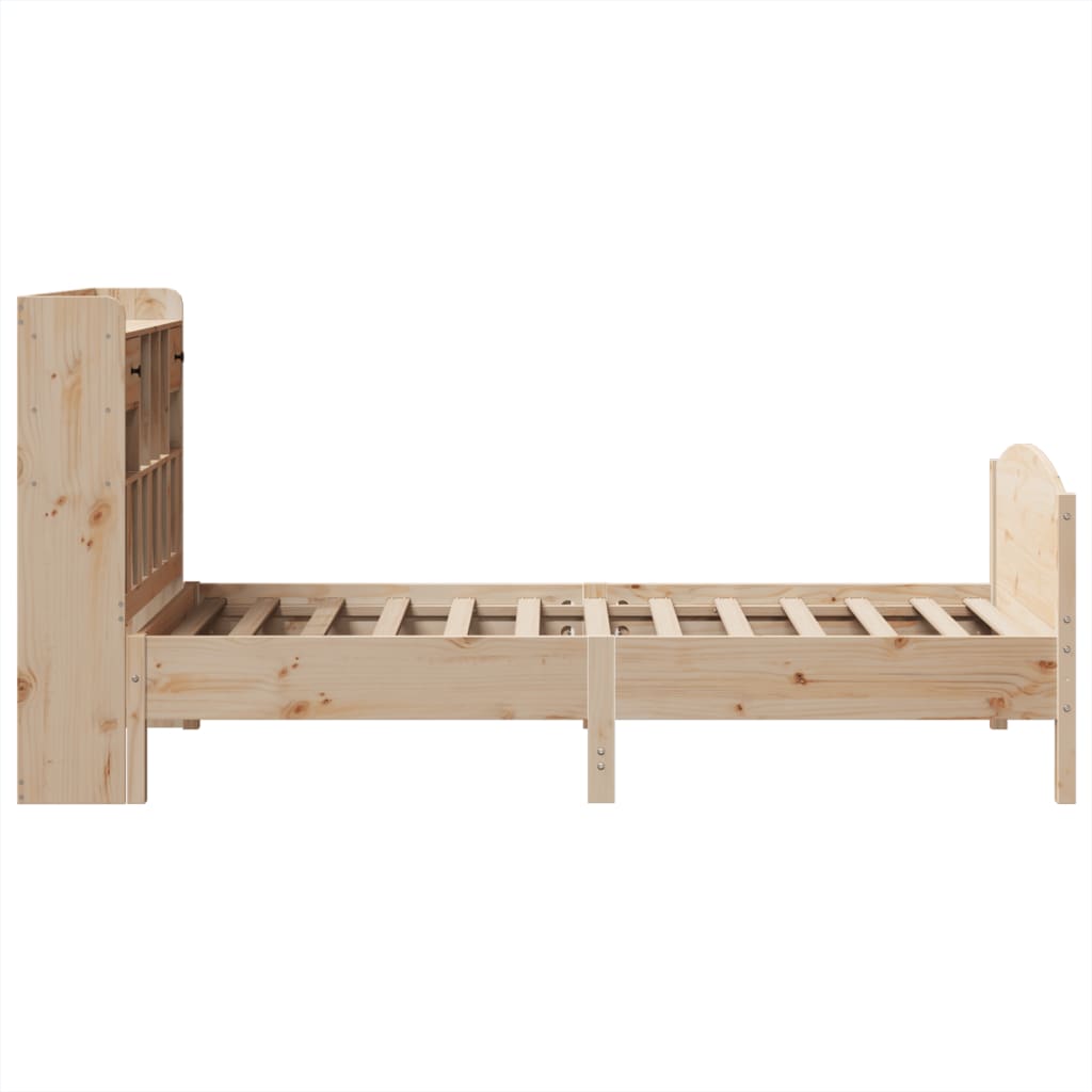 Krevet s regalom za knjige bez madraca 100x200 cm borovina