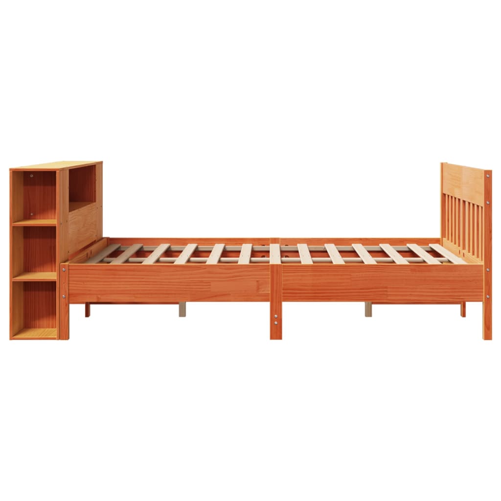 Krevet s regalom za knjige bez madraca 140 x 190 cm od borovine