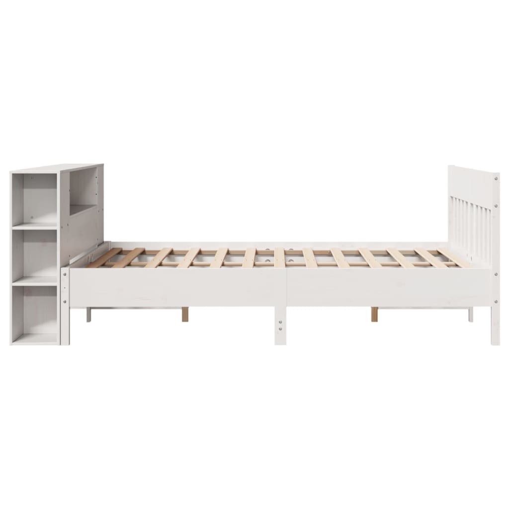 Krevet s regalom z knjige bez madraca bijeli 120x190cm borovina