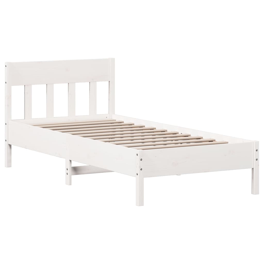 Krevet s regalom za knjige bez madraca bijeli 75x190cm borovina